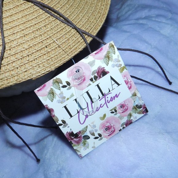 Lulla Collection Wide Brim Woven Straw Hat Beaded Turquoise Band NWT/NEW! - Picture 10 of 14